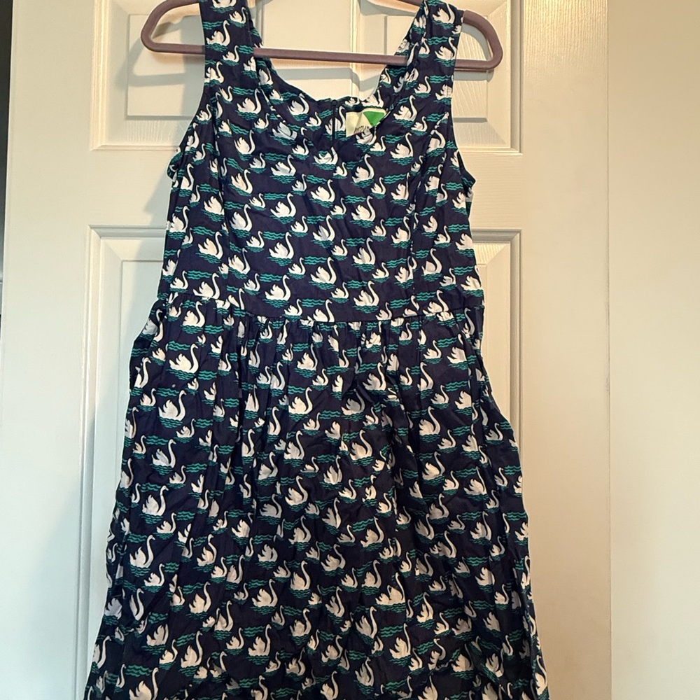 Charming Fervour Swan Print Dress - Blue